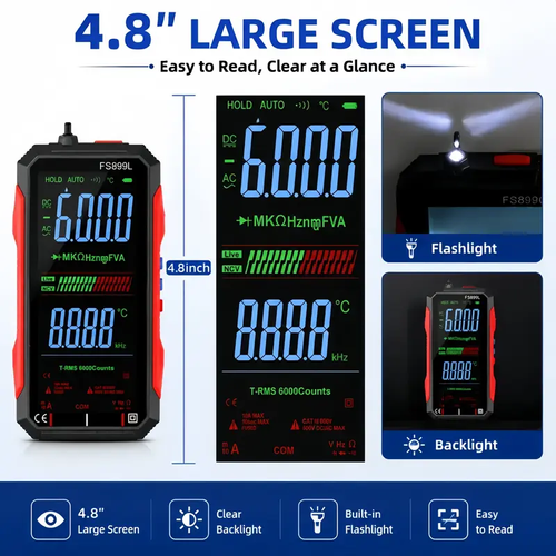 Rechargeable Digital Multimeter 4.8 Inch Large Screen Auto Range High Accuracy True RMS for Electricians Kenya