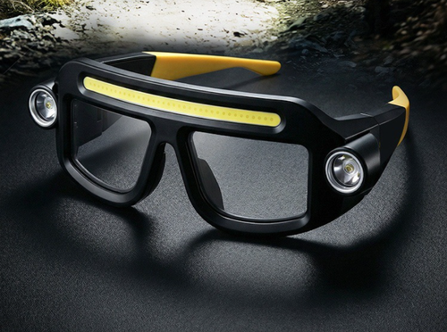 5862 Rechargeable LED Light Glasses - Motion Sensor Headlamp | Hands-Free Work Light for Night Fishing, Cycling,   Repair | Yellow