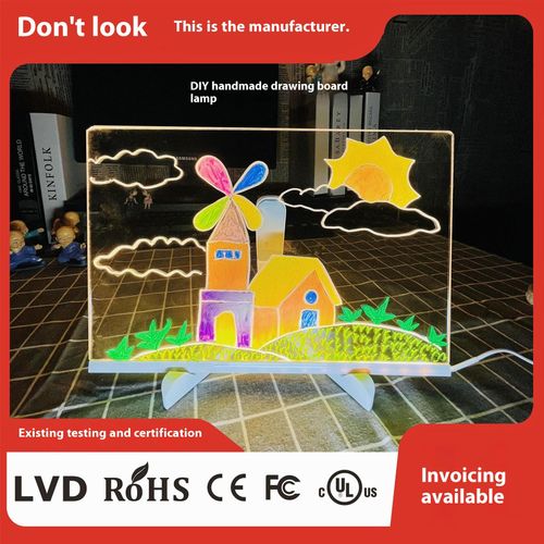Children's DIY Hand-Painted LED Atmosphere Glowing Writing Board Kit Festival Handicraft Tool Set for Doodle & Scribbler Boards