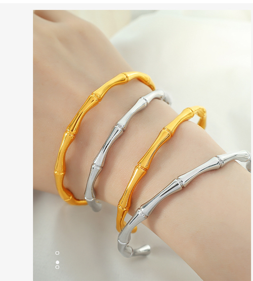 Premium Titanium Steel Bamboo Bracelet Pair Gold and Silver Set Only 3800 KES Kenya Jewelry