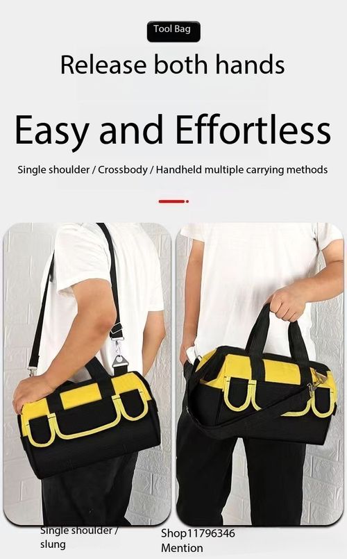 Heavy Duty 1680D Oxford Tool Bag Water Resistant Multi Pocket Hand & Crossbody Storage Bag for Electricians Builders