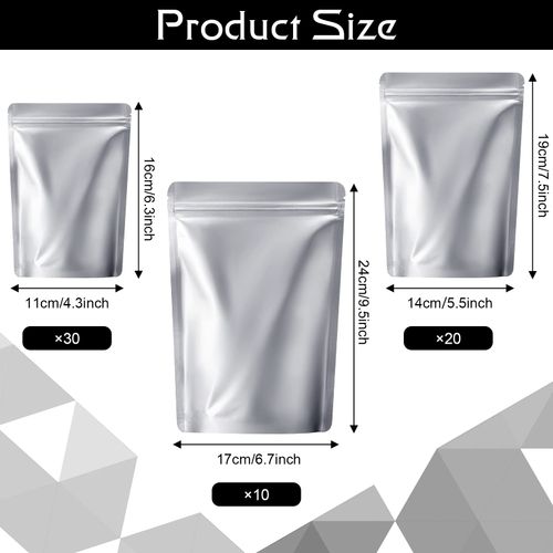 Pack of 50 Custom Food-Grade Aluminum Foil Stand-Up Pouches  Suitable for Sushi, Milk, and Canned Foods – Eco-Friendly, Resealable Food Packaging
