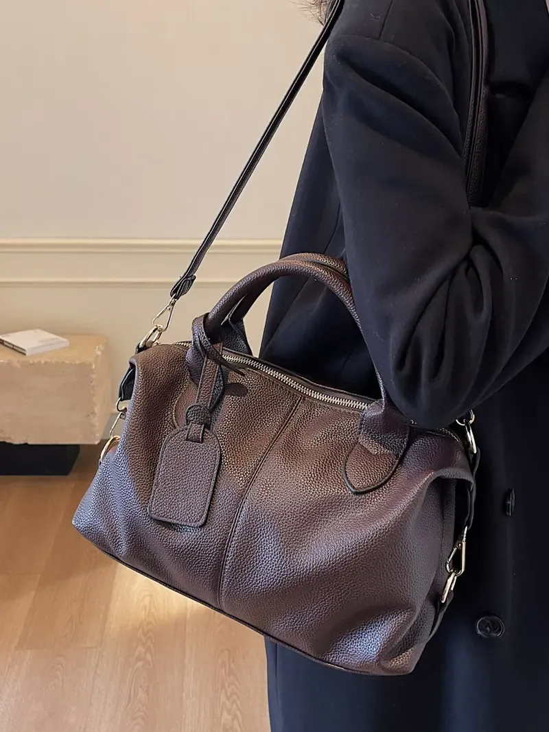Retro Textured Women's Domed Crossbody Bag, Soft PU Leather Casual Shoulder Tote, Versatile Commuter Handbag, Simple Solid Color Pillow Bag, Everyday Bag for Daily Use and Various Occasions, Handbag Shoulder Purse