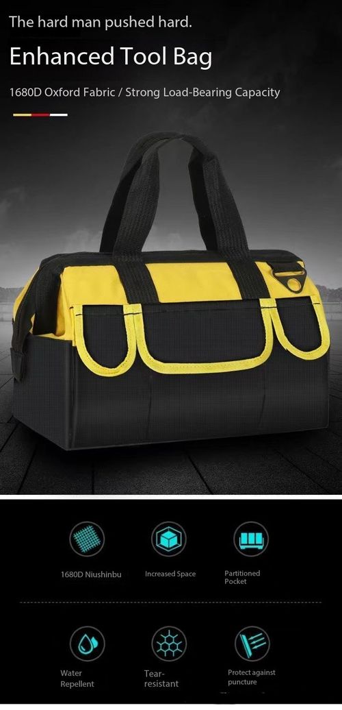 Heavy Duty 1680D Oxford Tool Bag Water Resistant Multi Pocket Hand & Crossbody Storage Bag for Electricians Builders