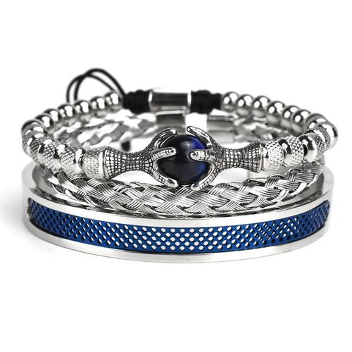 Tiger Eye Vintage Woven Bracelet Retro Roman Punk Jewelry Stainless Steel Bracelet