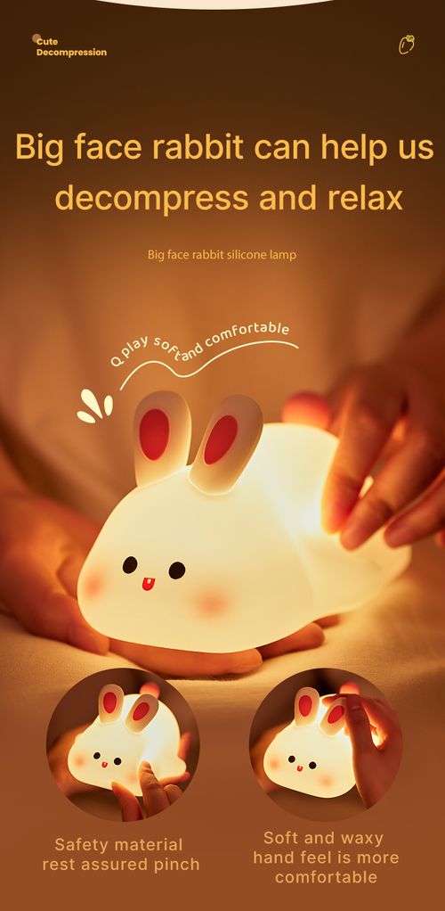 Cute Silicone Rabbit Night Light Soft Touch Bedside Lamp for Baby Nursery Bedroom Kenya