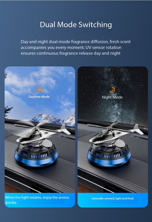 Solar Powered Rotating Helicopter Car Air Freshener Aromatherapy Ornament Dashboard Decoration Kenya
