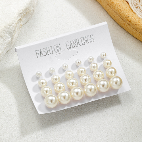 12 Pairs Pearl Stud Earrings Set Fashion Classic Round Pearl Earrings for Women Girls Kenya