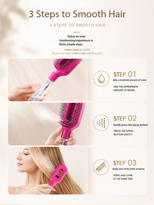 2 In 1 Spray Hair Brush Anti-Frizz Volumizing Styling Comb