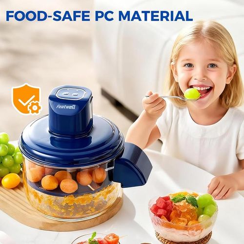 Featwell Electric Grape Peeling Machine – Automatic Peeler Skin Remover Tool for Small Fruits. 20s Fast Peeling Rechargeable Wireless, Grape Garlic Cherry Tomato Peeler,Easy Clean for Home & Commercial Use (Blue-1PC)