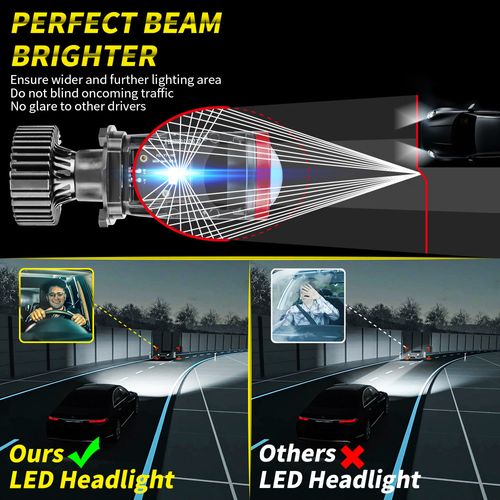 🧡Super bright Y7D H4 LED Headlight Canbus Car Light 6500K 90W 18000LM Conversion Kit High Low Beam