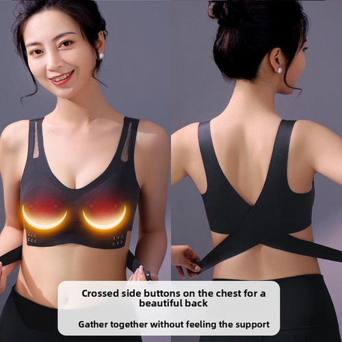 Smart Wireless Charging Breast Massage Bra – Hot Compress, 5 Modes, 3D Shaping & Lift Support for Women