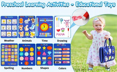 Best-selling preschool learning toy: Montessori busy board for fine motor skills and sensory play.