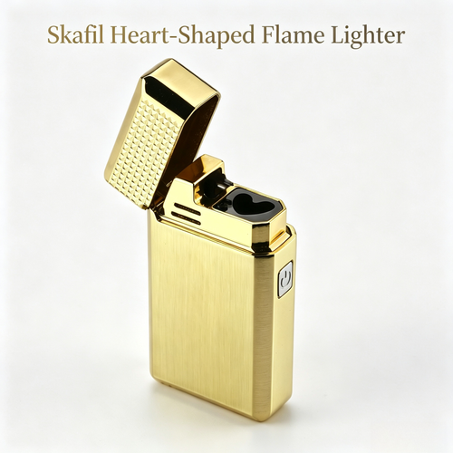 Skafil Heart‑Shaped Blue Flame Lighter, Windproof USB Rechargeable Lighter, Luxury Gift Box for Men, Birthday Anniversary Valentine s Day Gift