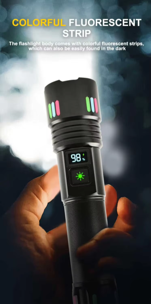 W-509 Super-bright zoom flashlight with powerful zoom function, tactical white laser, rechargeable, LED flashlight, with power indicator