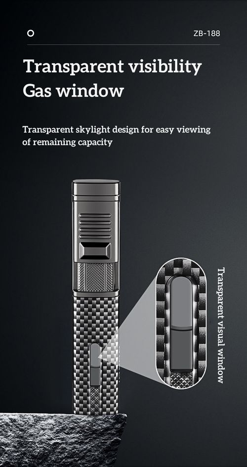 High-end blue flame cigar lighter, windproof, metal, refillable, durable gas lighter