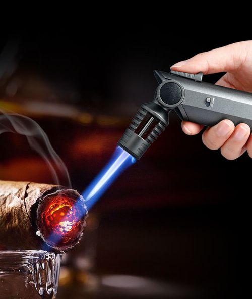 ZB-333New type of wind-proof inflatable multi-functional rotatable barbecue torch with blue flame gun, cigar flashlight and lighter.
