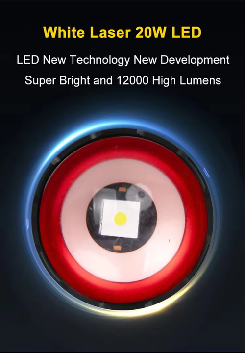 W-509 Super-bright zoom flashlight with powerful zoom function, tactical white laser, rechargeable, LED flashlight, with power indicator