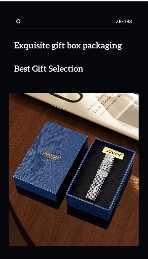 High-end blue flame cigar lighter, windproof, metal, refillable, durable gas lighter