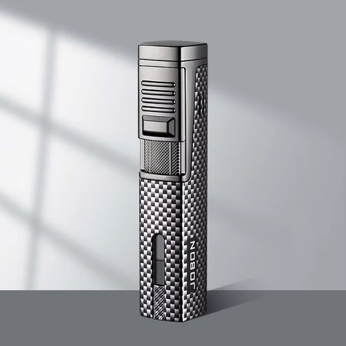 High-end blue flame cigar lighter, windproof, metal, refillable, durable gas lighter