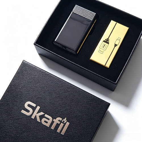 Skafil Heart‑Shaped Blue Flame Lighter, Windproof USB Rechargeable Lighter, Luxury Gift Box for Men, Birthday Anniversary Valentine s Day Gift