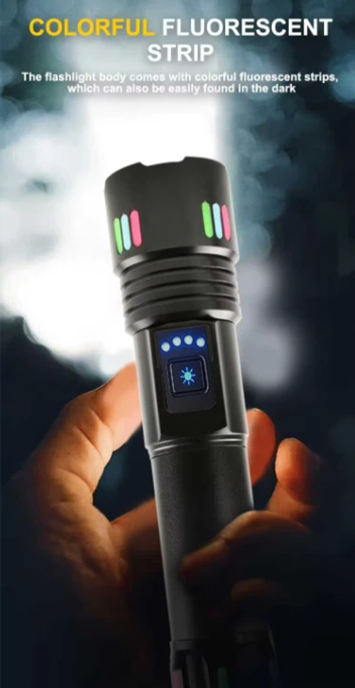 W-514CSuper bright zoom flashlight with powerful zoom, ambient light, alarm light, tactical white laser and rechargeable.