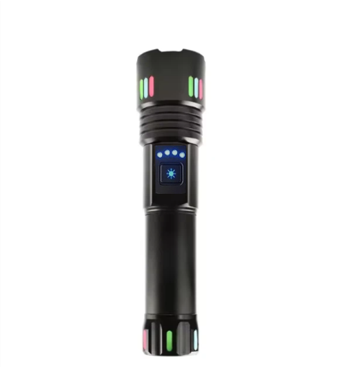 W-514CSuper bright zoom flashlight with powerful zoom, ambient light, alarm light, tactical white laser and rechargeable.