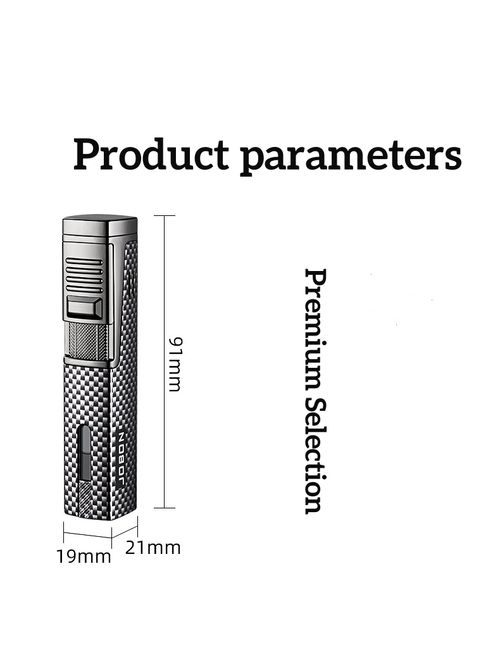 High-end blue flame cigar lighter, windproof, metal, refillable, durable gas lighter