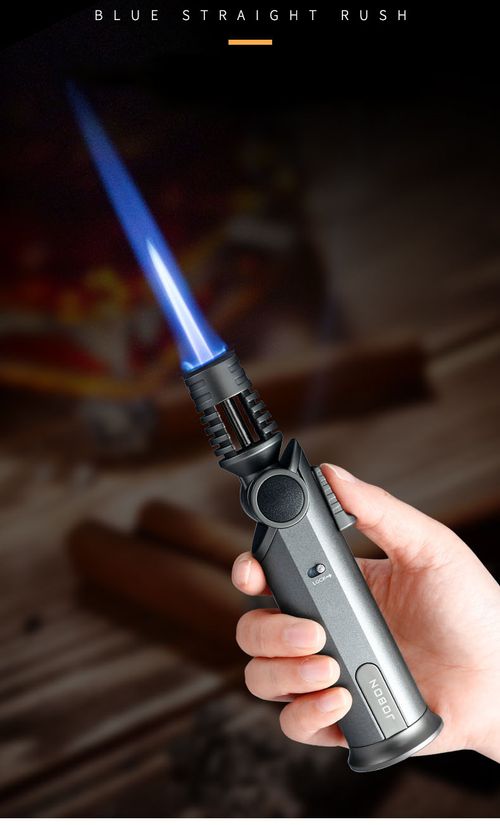 ZB-333New type of wind-proof inflatable multi-functional rotatable barbecue torch with blue flame gun, cigar flashlight and lighter.