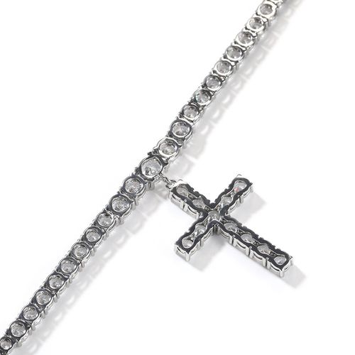 Sparkling Zircon Cross Pendant Necklace - Brass Tennis Chain Choker for WomenMen, 16Inch Luxury Crystal Jewelry Gift
