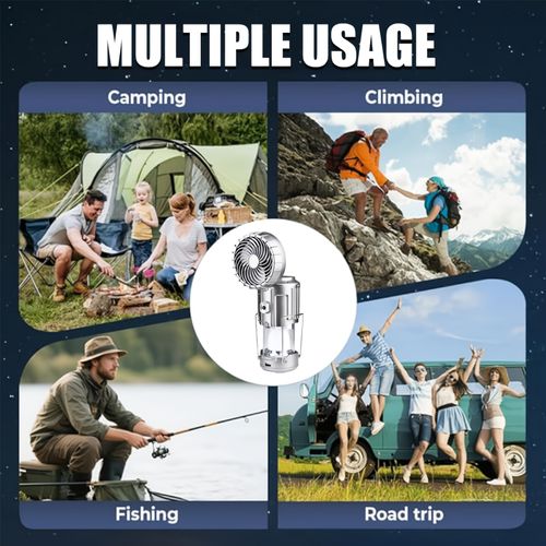 Solar Camping Fan Lantern | 4-in-1 LED Light, Fan, Power Bank for Ghana Outdoor Adventures