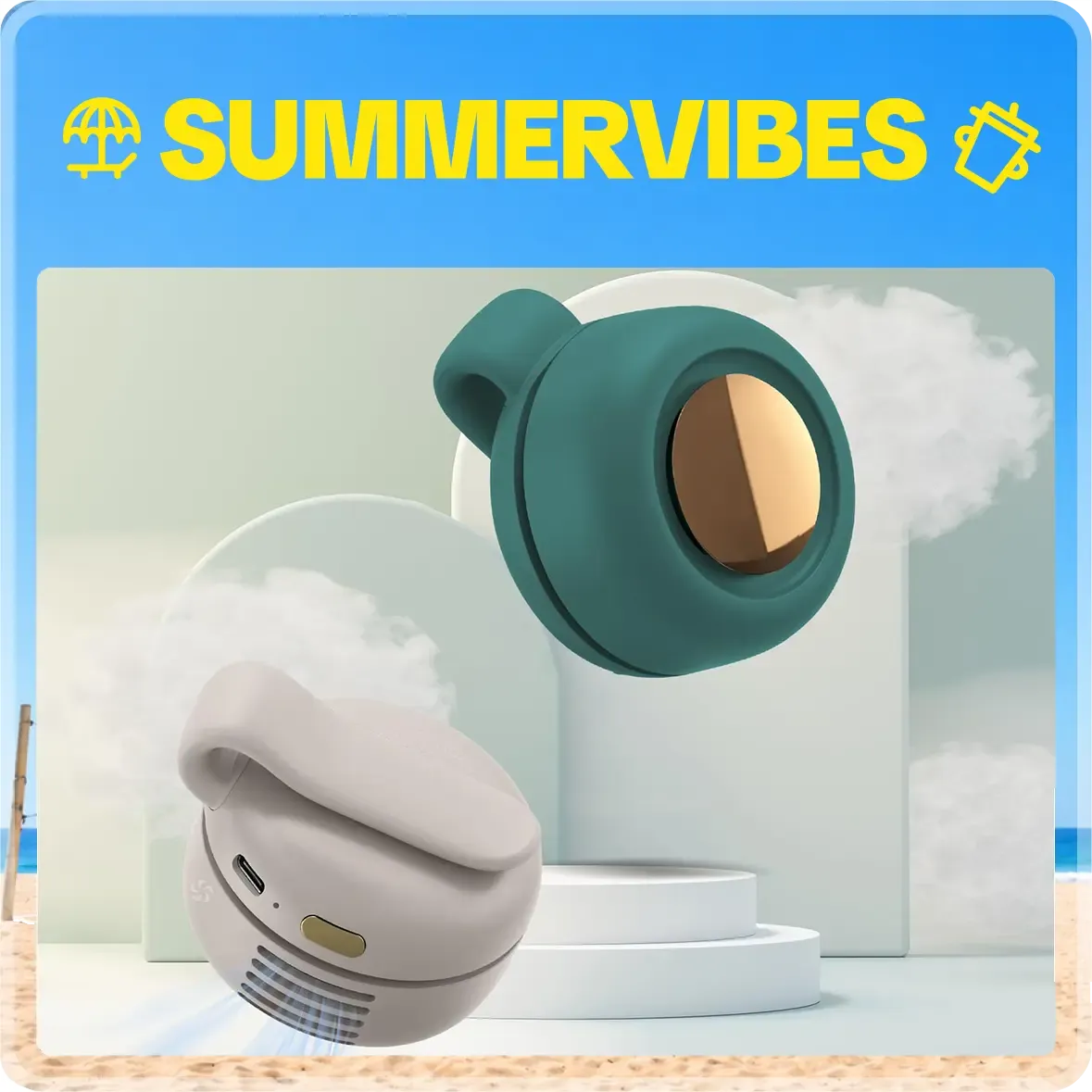 Summervibes Portable Silent Mini Bladeless Electric Fan with Rotating Body and Three-speed Adjustable Silent Cooling, Clip-on Fan, Waist-mounted Fan, Suitable for Outdoor Travel and Office Use, Summer Gift