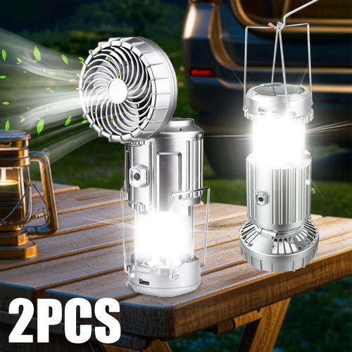 Solar Camping Fan Lantern | 4-in-1 LED Light, Fan, Power Bank for Ghana Outdoor Adventures