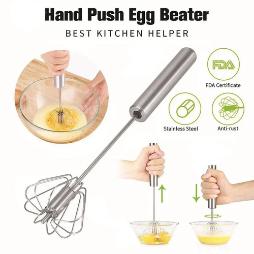 SEMI Automatic Stainless Steel Hand Pressure Rotating Whisk Mixer Egg Beater