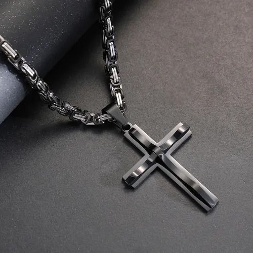 Hip Hop Christian Cross Stainless Steel Men's Pendant Necklace