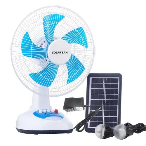 12-inch AC-DC solar fan set, oscillating rechargeable fan with light, table fan
