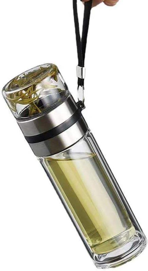 14oz Glass Tea Infuser Bottle and Water Bottle Separation Tea Bottle Mug Cup with Tea Infuser, Infusion Mug