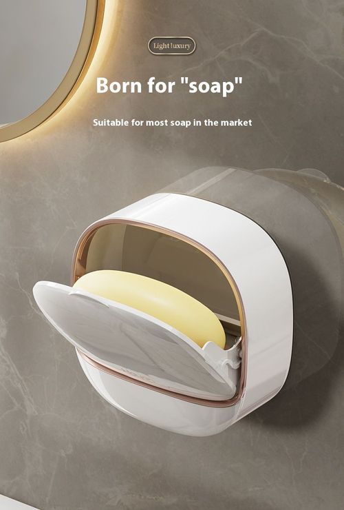 Modern exquisite best-selling wall-mounted soap rack luxury foldable soap storage box with drainage design and adhesive buckle. Buy one get one free, two pieces in total. (Colors are randomly matched)