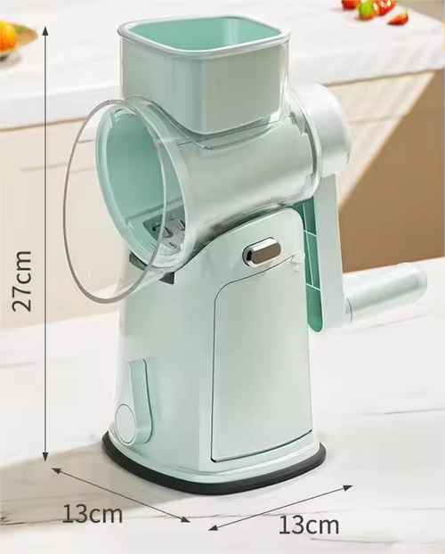 Multifunctional PP Drum Vegetable Slicer Hand-Cranked Fruit Vegetable Tool with Multiple Blade Heads Safe Usage