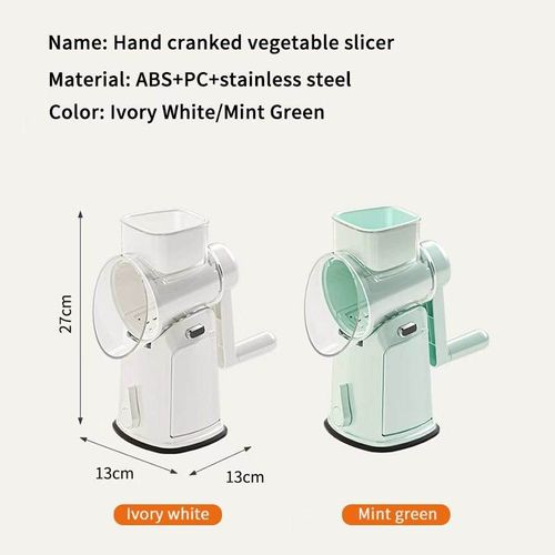 Multifunctional PP Drum Vegetable Slicer Hand-Cranked Fruit Vegetable Tool with Multiple Blade Heads Safe Usage