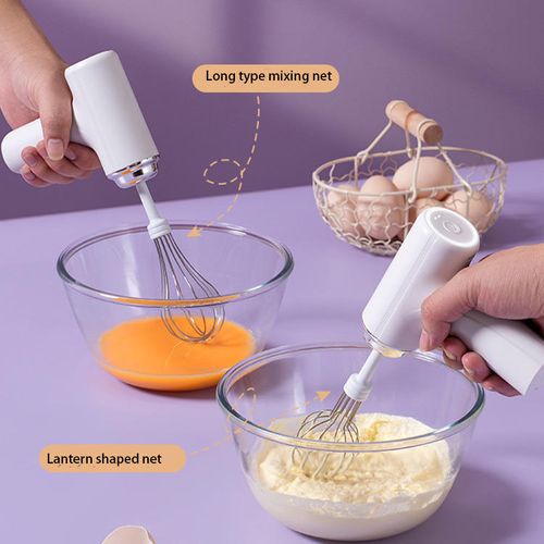 Rechargeable 3-speed hand mixer - Multi-functional kitchen mixer with two whisks