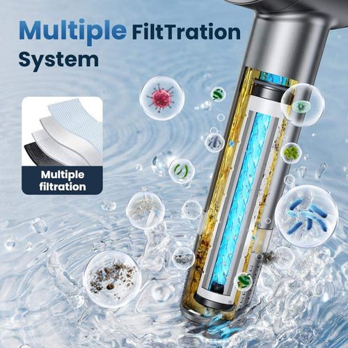 Handheld Filter Booster Shower Head, 4 Spray Modes, Hard Water Powerful Cleaning, Bathroom Shower Set