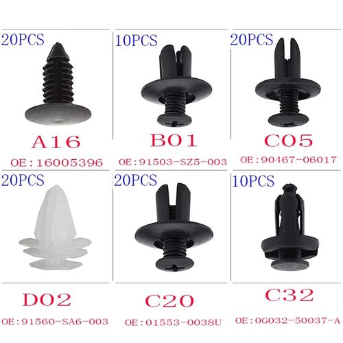 (100pcs 1set）Car Bumper Retainer Clips Fender Hole Rivets Universal Door Trim Panel Fastener Clips Screw Mix Size Auto Tool