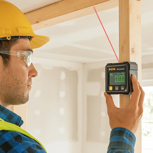 Rechargeable Digital Display Inclinometer Range 4*90° Accuracy 0.2° Dual Laser Four Sided Magnetic Yellow Button Inclinometers