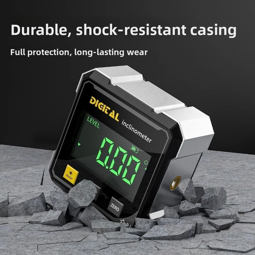 Rechargeable Digital Display Inclinometer Range 4*90° Accuracy 0.2° Dual Laser Four Sided Magnetic Yellow Button Inclinometers