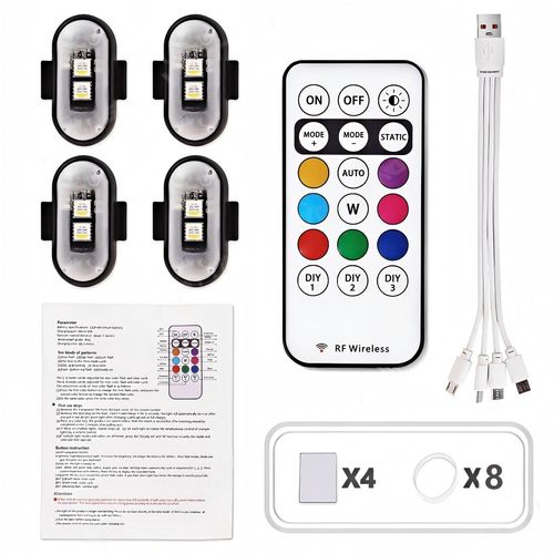 (4 lights, 1 remote control) LED wireless warning light for airplanes and helicopters
