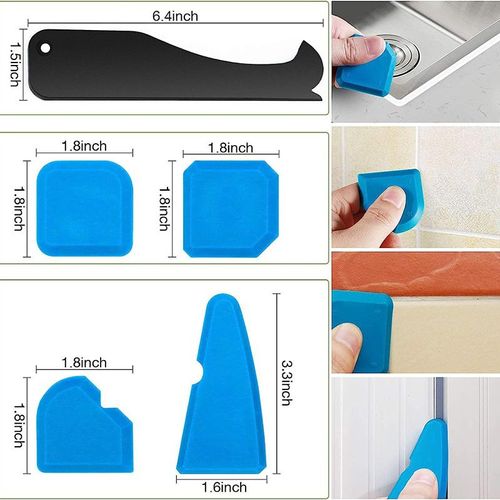 (11 piece 1 set) Silicone grout tool kit, 3in1 grout remover (stainless steel head) and grout scraper, grout remover for kitchen bathroom windows.