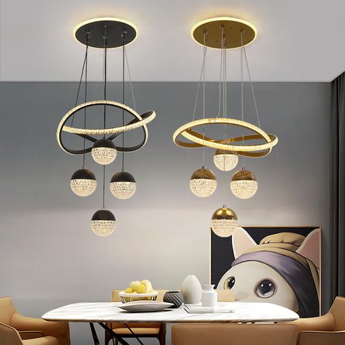 Decoration Home Iron Aluminum Acrylic Staircase Led Chandelier with Balls for Nordic Minimalist Luxury Living Room Restaurant