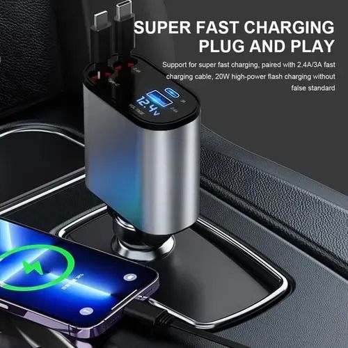 New digital display flash charging USB adapter cigarette lighter one to four 100W super fast charging car charger