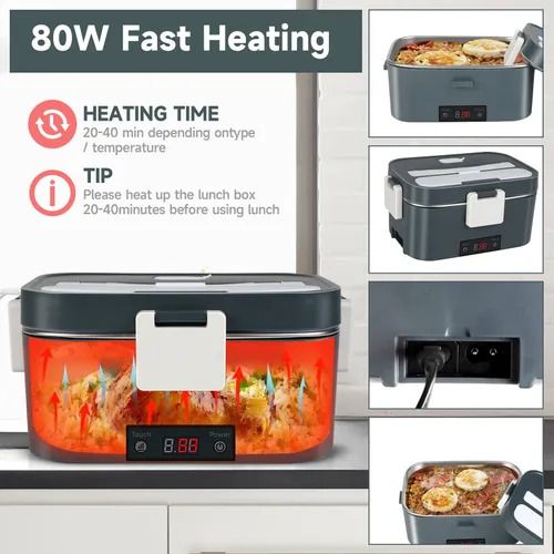 Electric Lunch Box Food Heater 3 in 1 Ultra Quick Heated Lu
